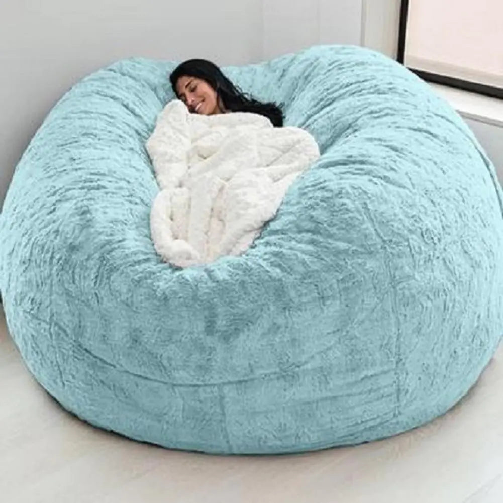 Giant Jumbo Fur Flexible Sofa Bean Bag Round