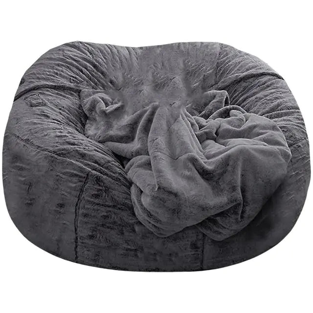 Giant Jumbo Fur Flexible Sofa Bean Bag Round