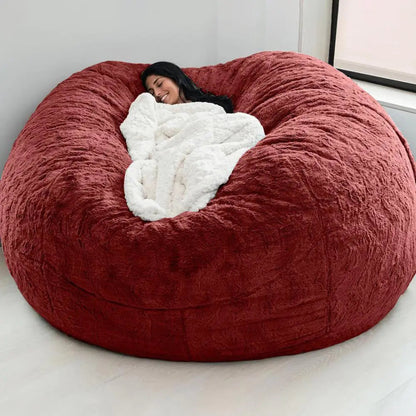 Giant Jumbo Fur Flexible Sofa Bean Bag Round