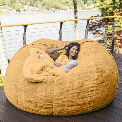 Giant Jumbo Fur Flexible Sofa Bean Bag Round