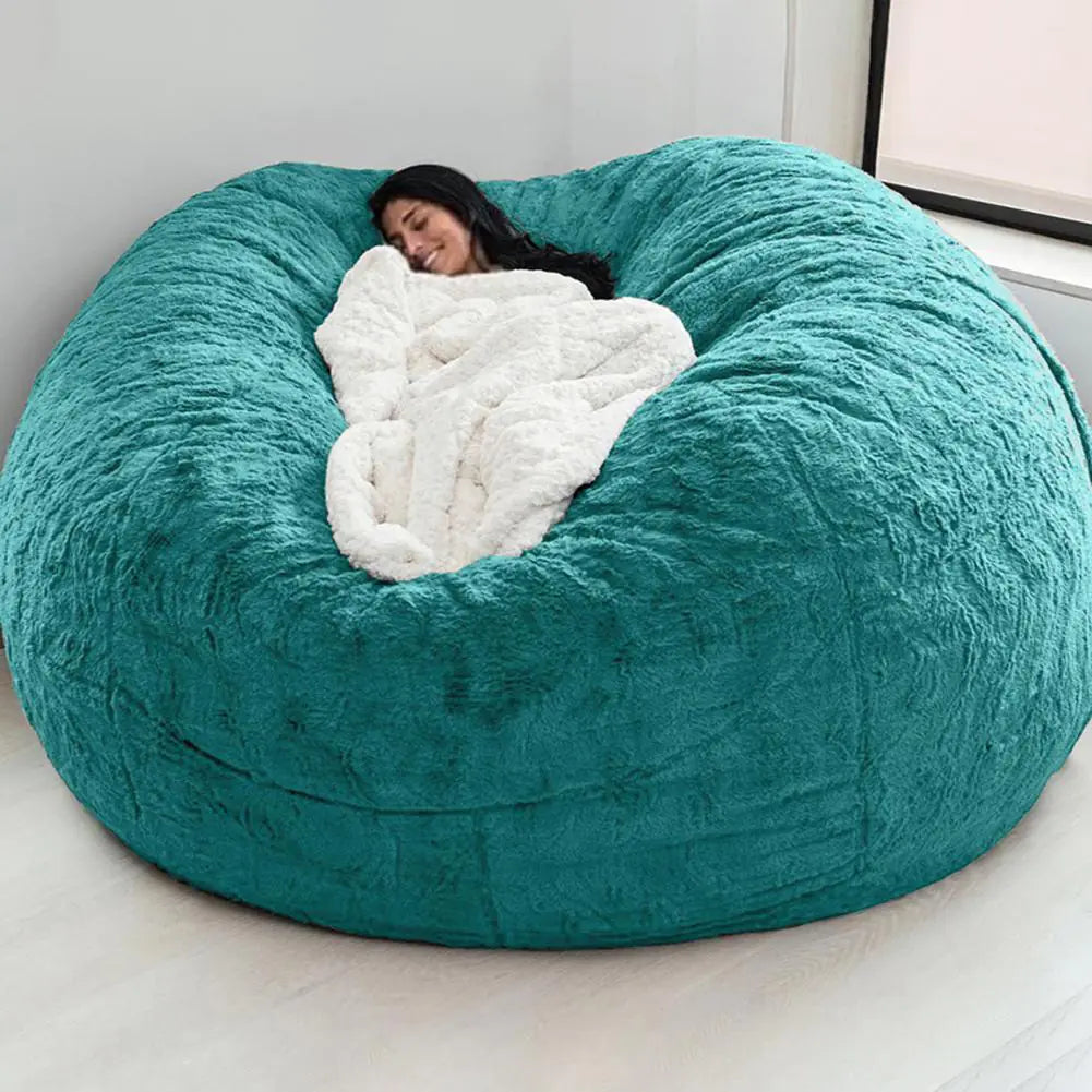 Giant Jumbo Fur Flexible Sofa Bean Bag Round