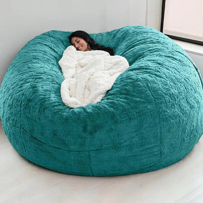 Giant Jumbo Fur Flexible Sofa Bean Bag Round